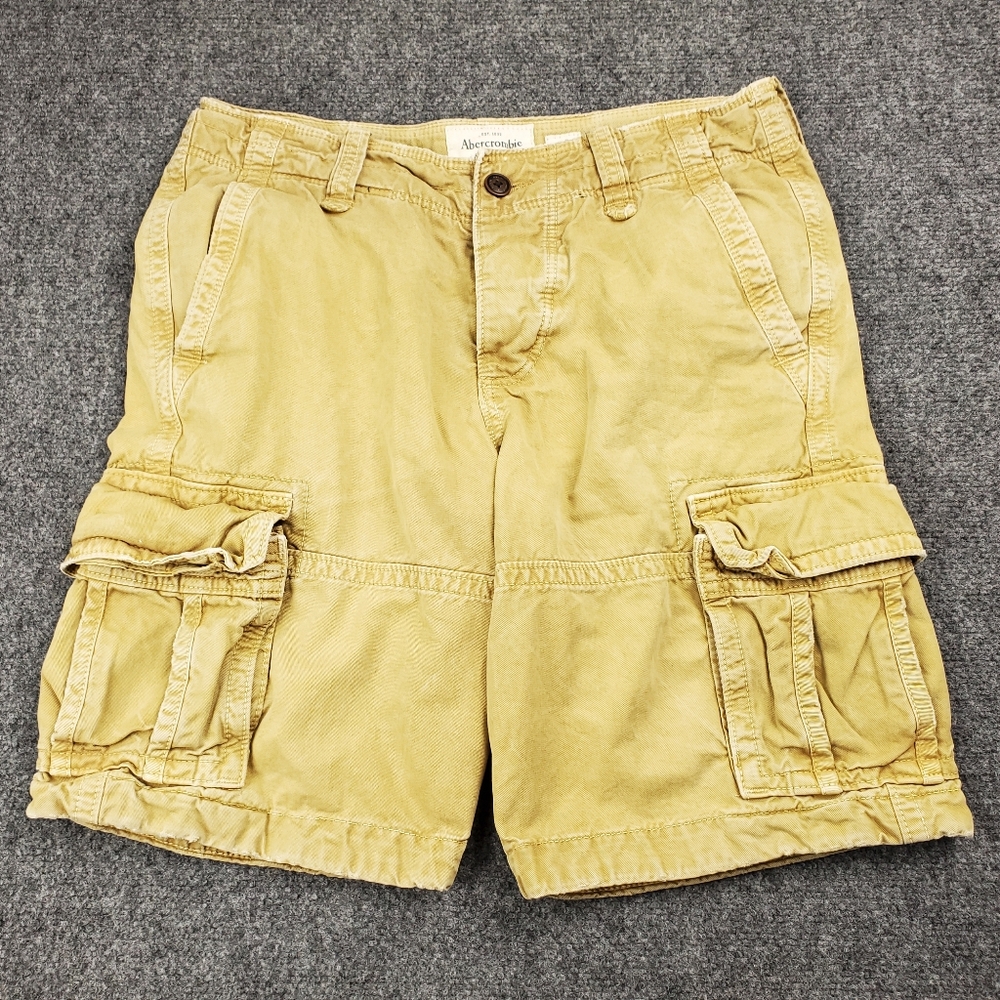 Vintage Y2K Abercrombie Fitch Cargo Shorts 30 Distressed Heavyweight Khaki Baggy